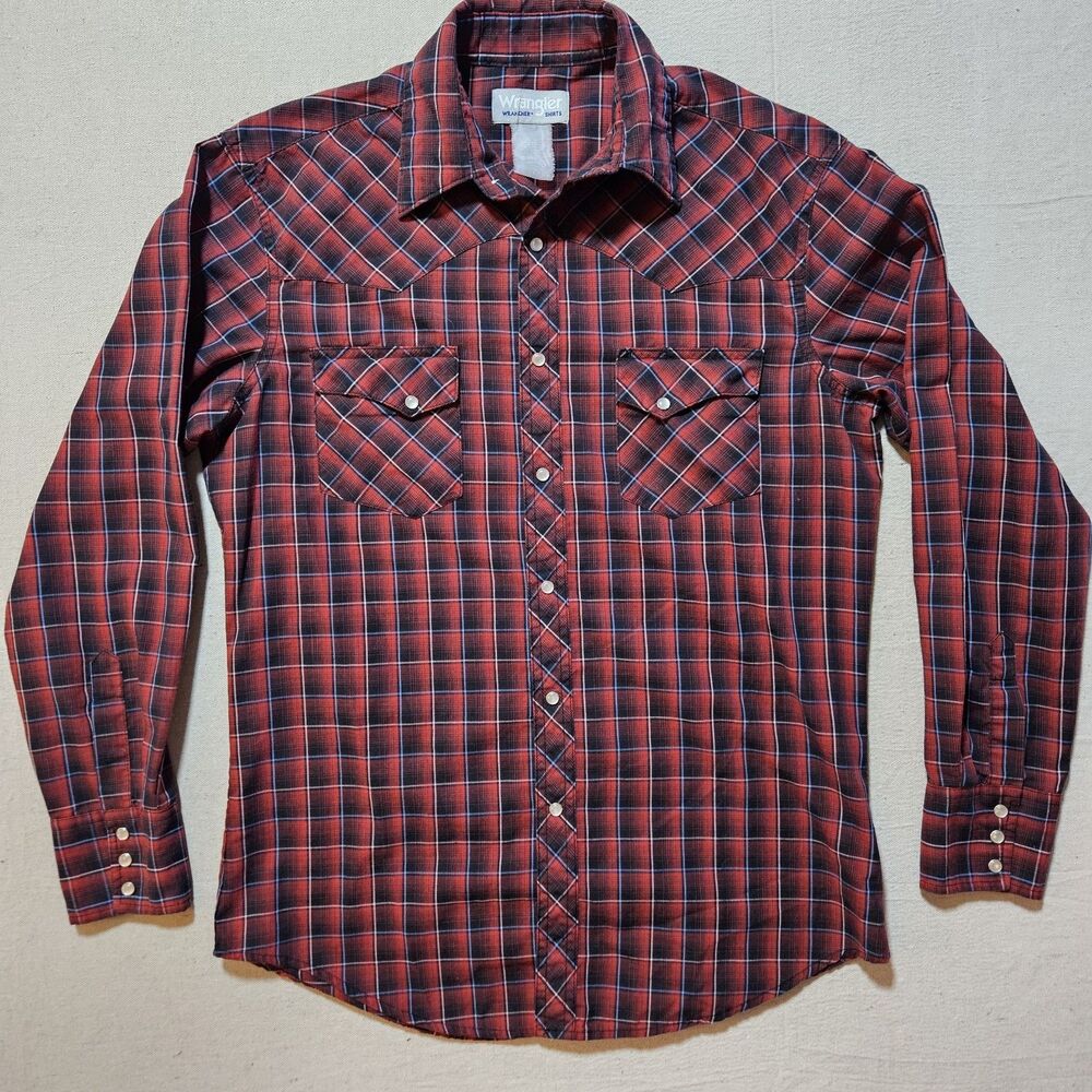 Vintage Wrangler Western Pearl Snap Shirt – Plaid – Long Sleeve